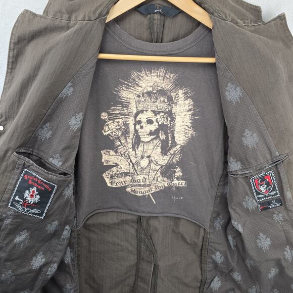 House of Howe Reconstructed Blazer Jacket Skull Lining Men's Size 42 Vtg Y2K - Picture 11 of 16